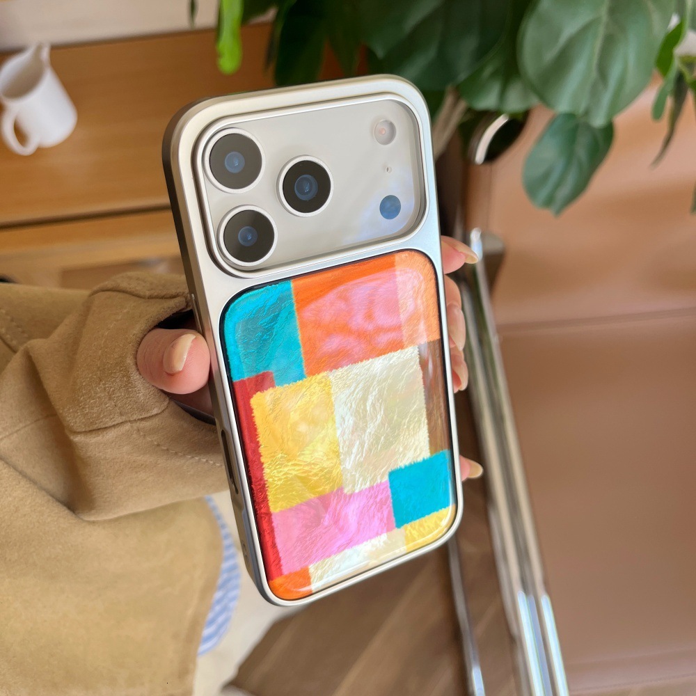 Spliced Epoxy Electroplated Phone Case Compatible with iPhone 17/16 Personalized Protective Cover iPhone 15/14 Pro