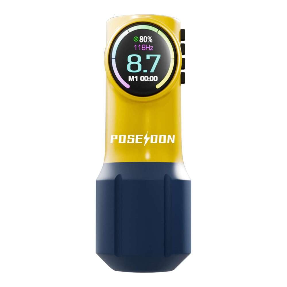 POSEIDON New Yellow Pen For Permanent Makeup Hine Kit Wireless Power Supply Tattoo Gun Ki
