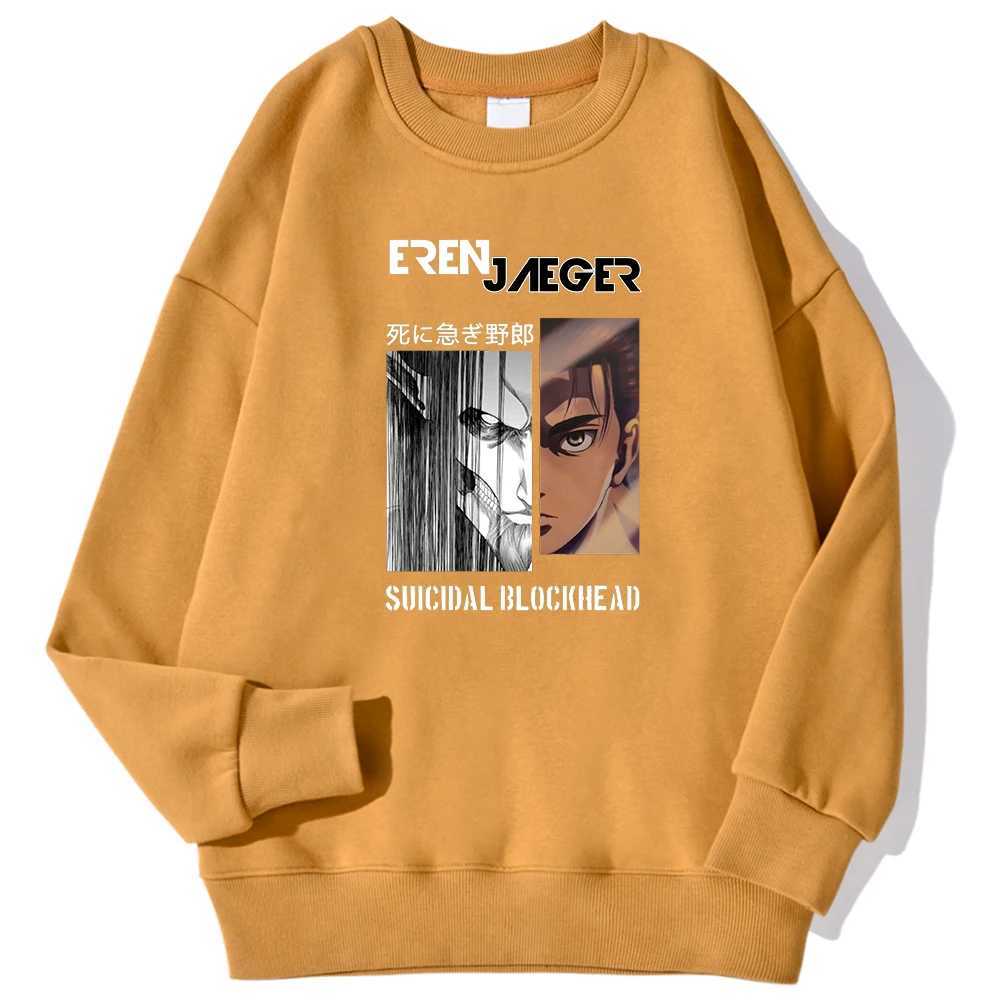 Eren Jaeger attacks Titan Printing mens sportswear fashionable and comfortable hooded sweatshirt retro soft pull Korean warm sportswear W250408