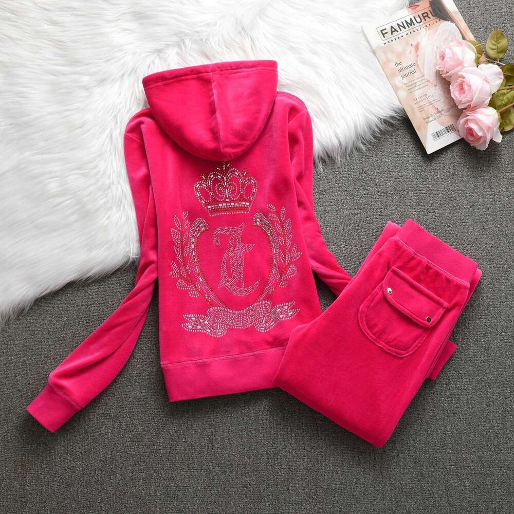 Tracksuit 2025 New Winter Women Veet American Streetwear Hooded Sweatshirt 2Pc Casual Women's Suit