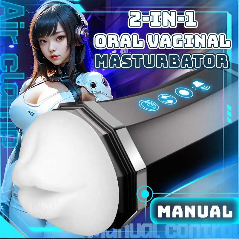 JIUAI 2-in-1 New Male Masturbation Vacuum Sucking Masturbation Cup and Oral Vaginal Sex Toys for Male Endurance Exercise Good for AdultsXJ250408