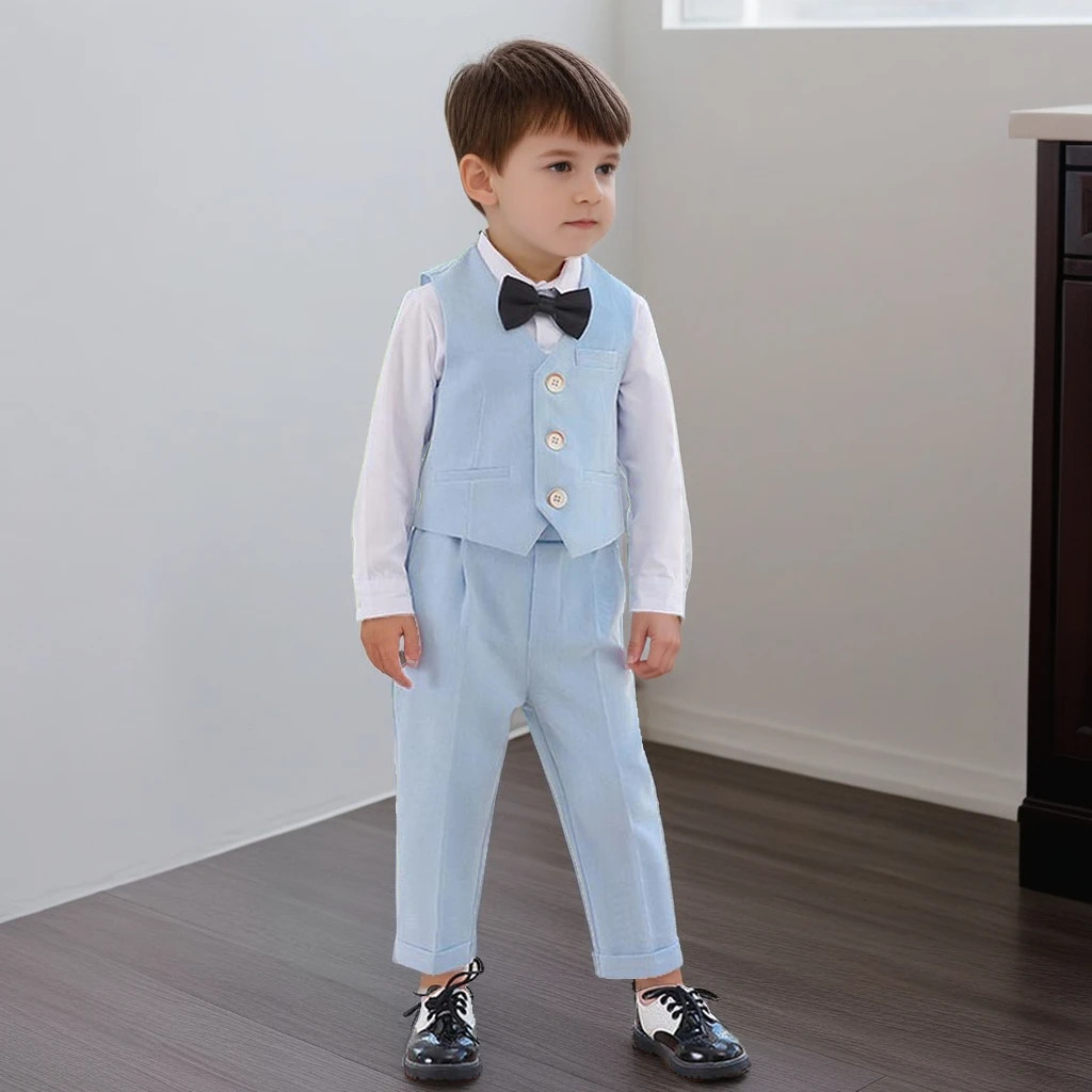 Boys Birthday Blazer Set Spring Preschool School Uniform Set Green Handsome Flower Childrens Wedding Clothing 2 3 4 6 8 Years 250408