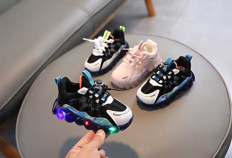 Childrens running shoes mesh breathable casual sports shoes childrens lightweight sports shoes boys and girls anti slip outdoor W250407