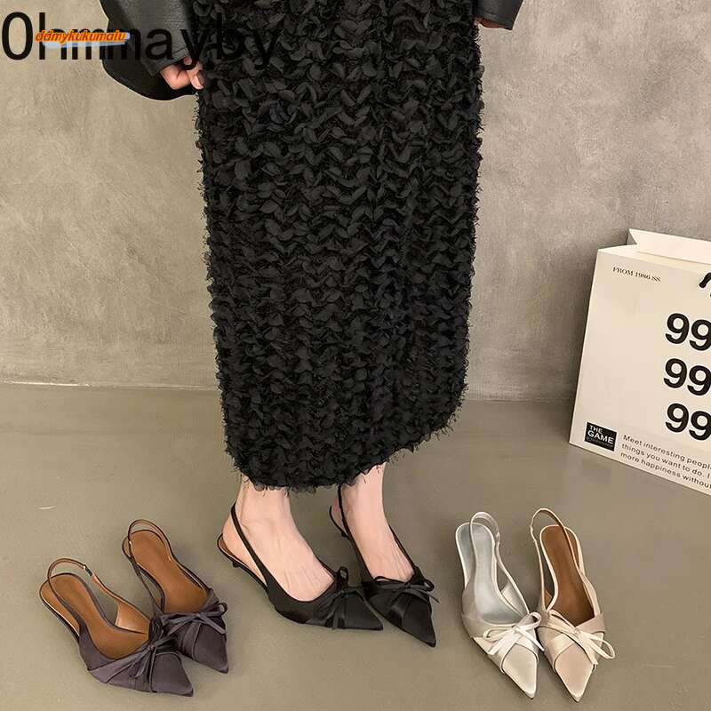 Summer High Heel Butterfly-knot Women Sandals Fashion Pointed Toe Singbacks Shoes Ladies Elegant Dancing Party Pumps ddmykukumalu