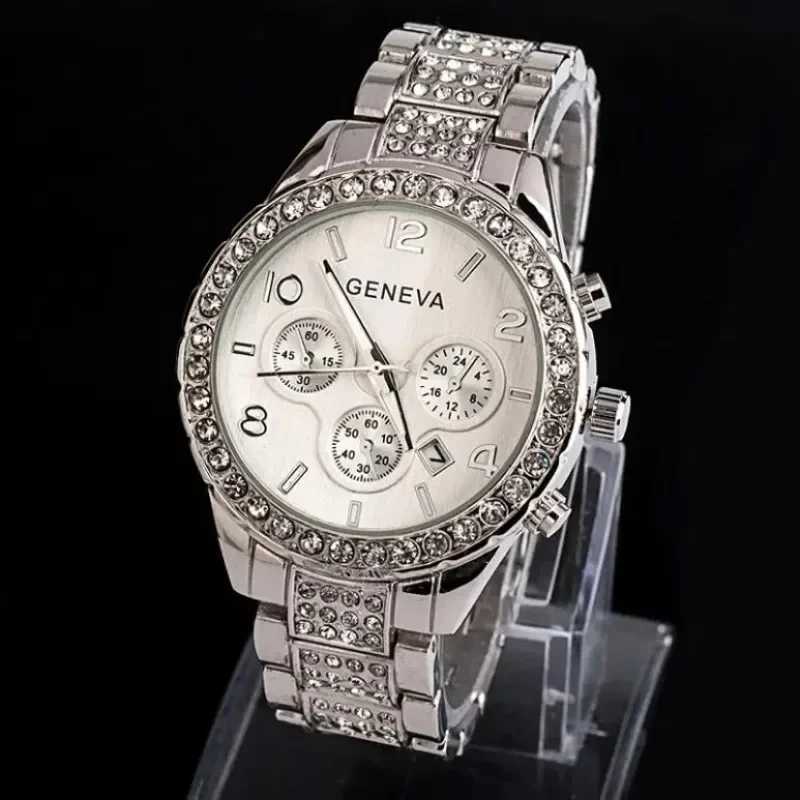 Luxury Crystal Womens Watch Gold Womens Watch Geneva Relogio Feminino Horloge Reloj MujerT250408