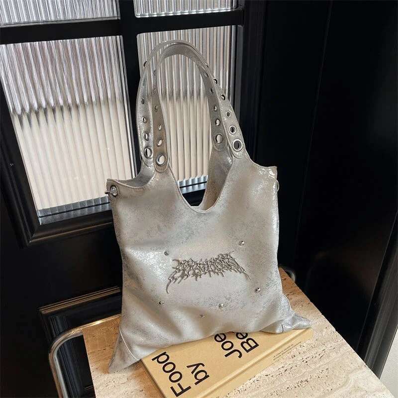 Y2k Aesthetic Punk Gothic Shoulder Underarm Bag Korean Women Fashion Trendy Handbags Streetwear Casual Design Tote Bags
