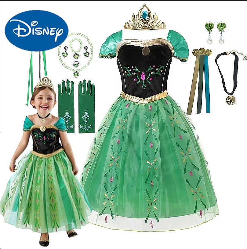 Disney Anna Costume For Kids Girl Fancy Birthday Party Gown Princess Dress Carnival Party Children Clothing Full Printing Vestidos X250408