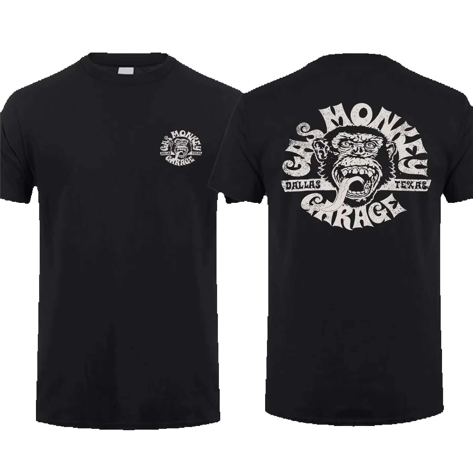 New men's double-sided Gas Monks garage printed cotton summer short sleeved round neck T-shirt oversized streetwear top