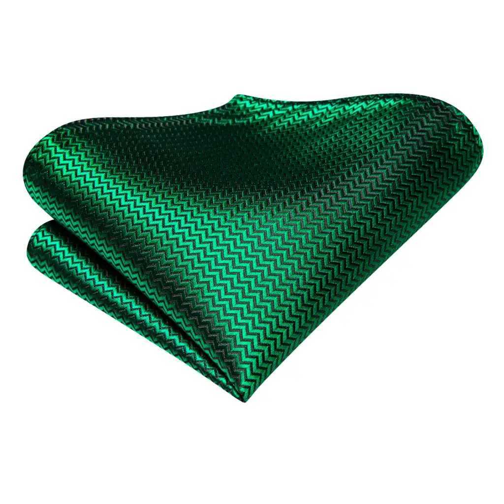 Hi-Tie Men Fashion Solid Green Blue Necktie Handkerchief Cufflinks Set for Tuxedo Accessory Classic Silk Luxury Tie for Man Gift X250407