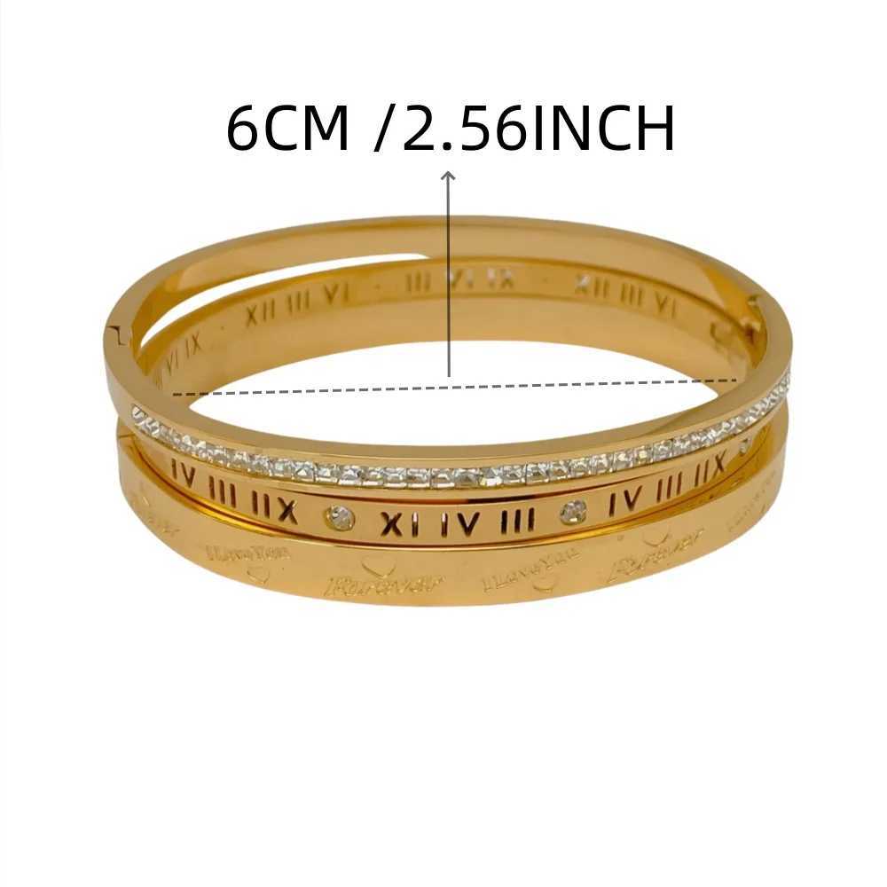 3PCS 316L Stainless Steel Classic Design Shell Zircon Roman Bracelet Womens Luxury Brand Wedding Jewelry Gift Y250408