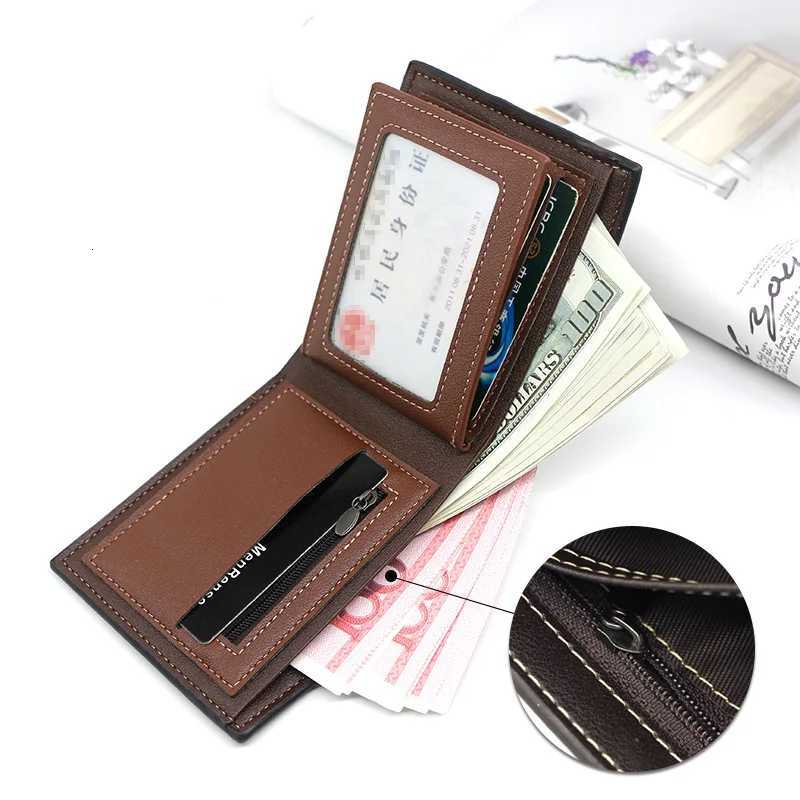 Mens Short Wallet Large Capacity PU Leather Multi-Slot Coin Pocket Photo Holder Small Men Purse Card Holder Vintage Male Wallet H25110711