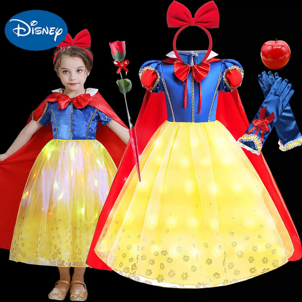 Disney Snow White Princess Dress Kids Girl Costume With Cape Headwear Halloween Carnival Birthday Party Cosplay Children Clothes Outfit X250408
