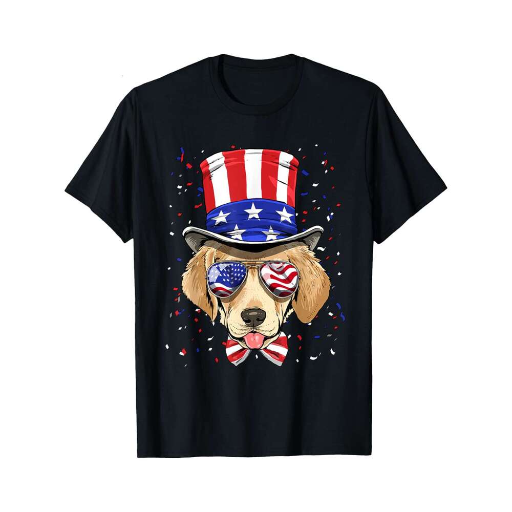 Designer T shirt Labrador 4th of July American Dog USA Flag - 220g Tshits