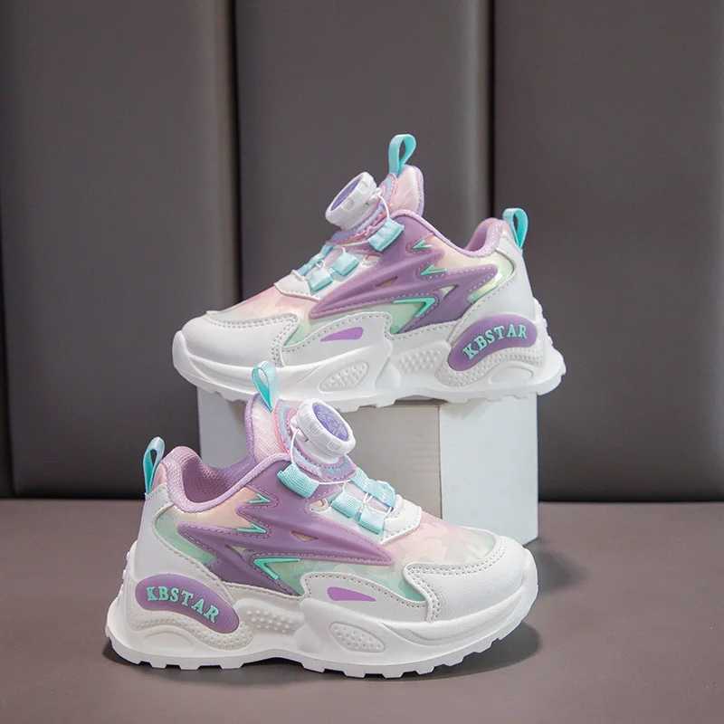 Girls sports shoes light running shoes childrens sports shoes rotating button childrens comfortable walking and jogging shoes boys coach W250407