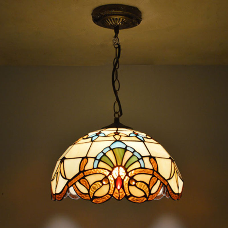 Mediterranean Tiffany Stained Glass Pendant Lights Vintage Hanging Lamp for Dining Room Kitchen Light Fixtures Home Art Decor