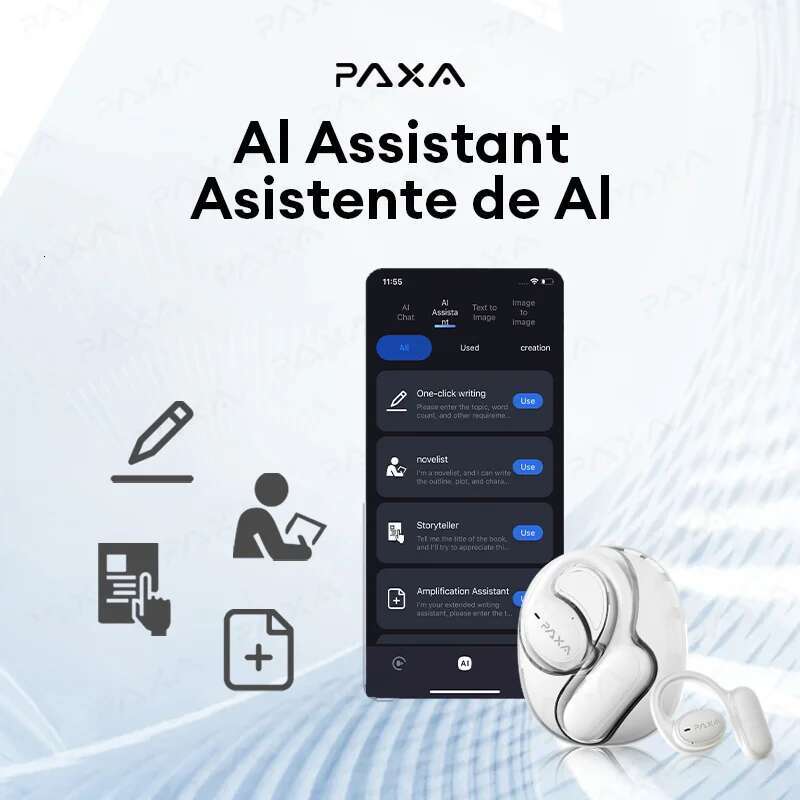 PAXA Openair5 Smart Wireless Bluetooth Touch Earphones 5.4 Hi-Fi stereo music Gaming Earbuds HD Call AI Translation Headset