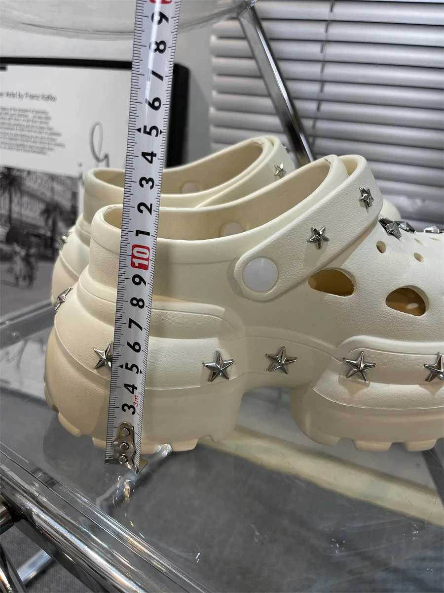 Womens Summer Sandals 10cm High Thick High Heels with Star Charm Garden Shoes Waterproof Beach Pool Sandals Mule SlippersXJ250407