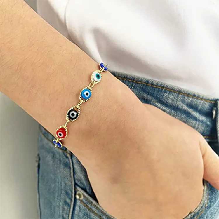 Blue Evil Eye Bracelet for Wen Fashion Turkish Lucky Resin Bead Chain Adjustable Bangle Bracelet Birtay Party Jewelry GiftC250408