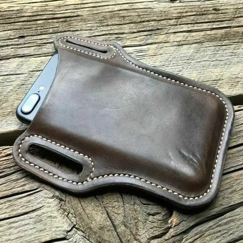 Mens phone case phone case circular phone case belt bag leather wallet running bag travel camping bag Z250407