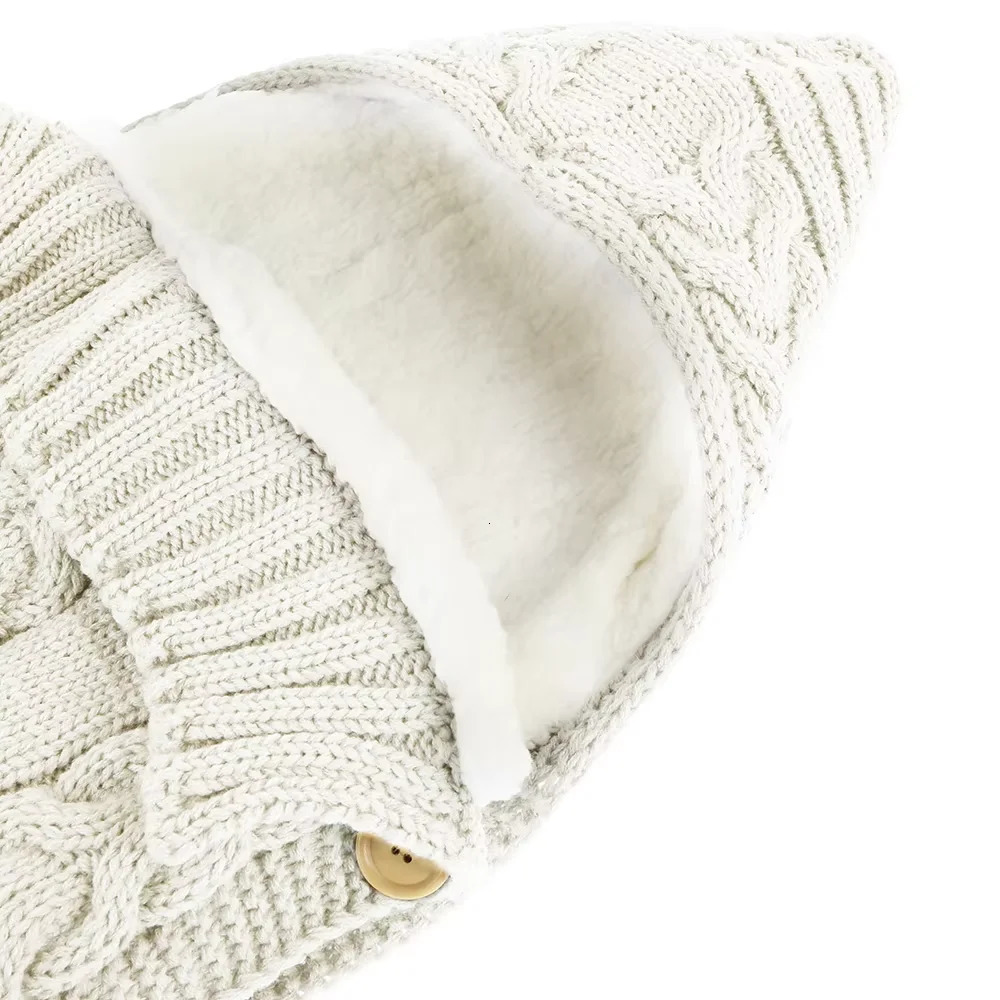Baby Winter Swaddle Wrap Blankets Knitted Toddler Infant Baby Swaddle Kids Warm Stroller Crib Envelope born Baby Blankets 250408