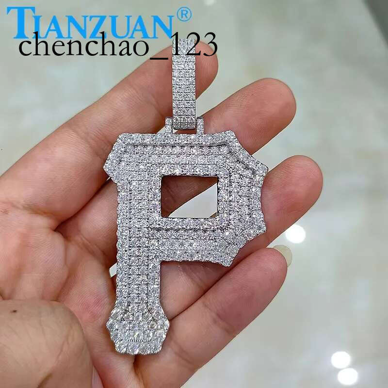 Big Size P Letters Words D VVS White Moissanite Pendant Sterg Sier Hip Hop Jewelry Engagement Datting