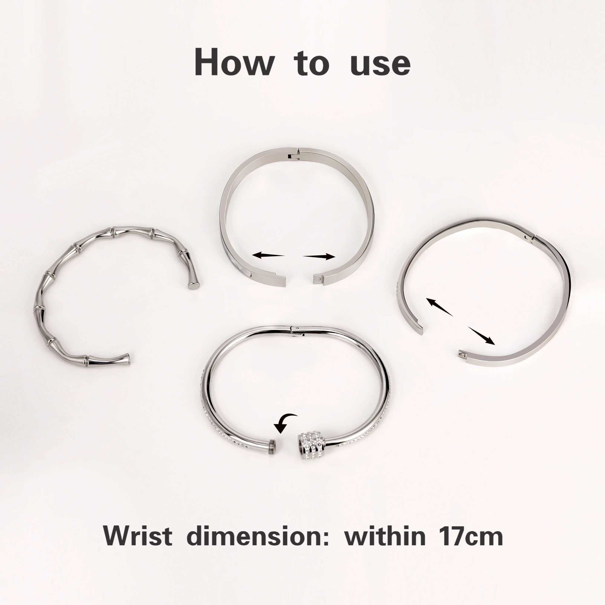 Classic Bracelet Design Gold Color Waterproof Stainl Steel Luxury Brand Sparkling Zircon Bangles for Wen Gift JewelryC250408