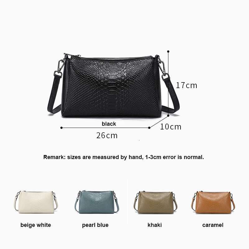 2024 New Women Female Genuine Leather Shoulder Bag Moms Fashion Crocodile Pattern Large Capacity Zipper Crossbody Messenger