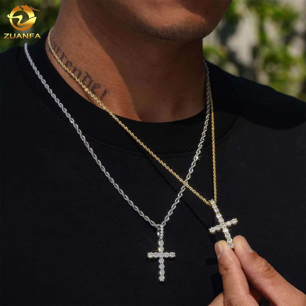 Fine silica jewelry, pure sier chilled pendant, necklace chain, hip-hop cross pendant