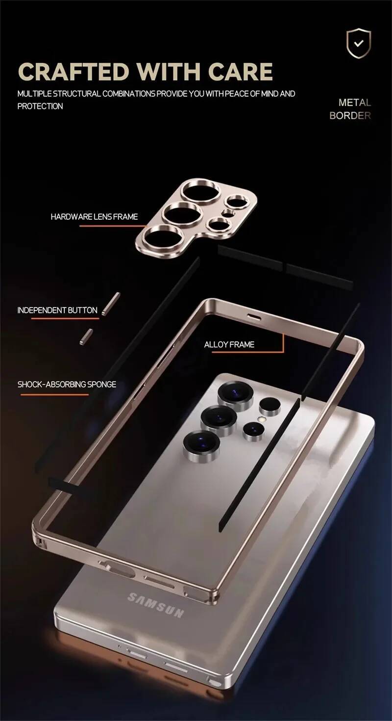 Aluminium Frame Bumper Case for Samsung Galaxy S23 S25 Ultra S24 Plus S25Ultra S25+ S 25 Alloy Metal Lens Protector Cover