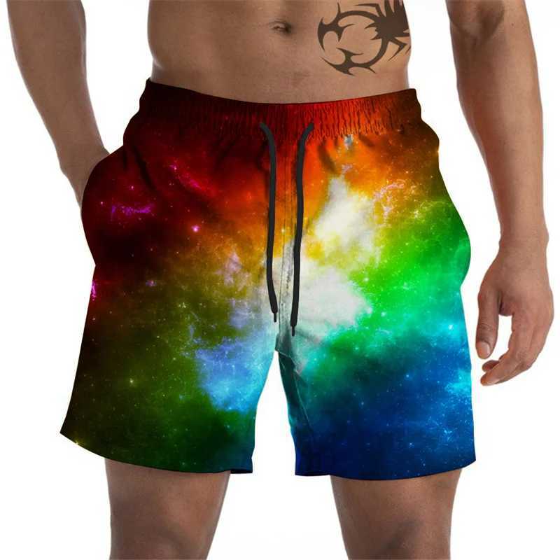 Artistic Pigments Mens Graphic Beach Shorts Color 3D Printed Board Shorts Summer Shorts Loose Swimmers Street ClothingXJ250407