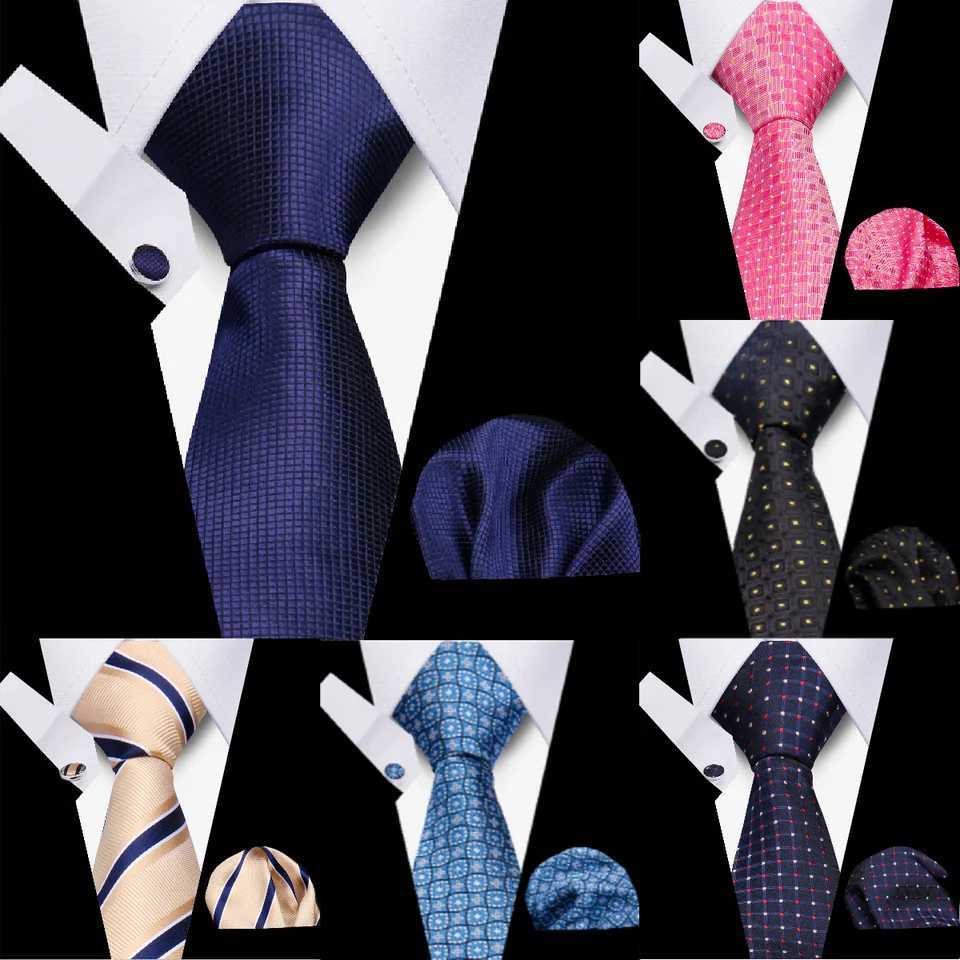 Classic Elegant Ties For Men Fashion Gifts Striped Solid Necktie Handchief Cufflink 3 Pcs Set Wedding Business Suit Accessories X250407