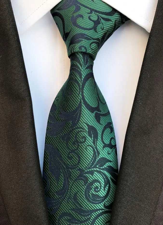 New Fashion 8cm Silk Mens Floral Tie Green Be Jucquard Necktie Suit Men Business Wedding Party Formal Neck Ties Gifts Cravat X250407