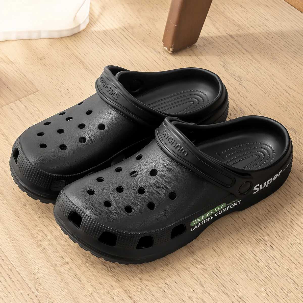 New Arrival Printed neutral hole EVA shoes with increased height thick sole slider for comfortable and breathable outdoor slider T250407