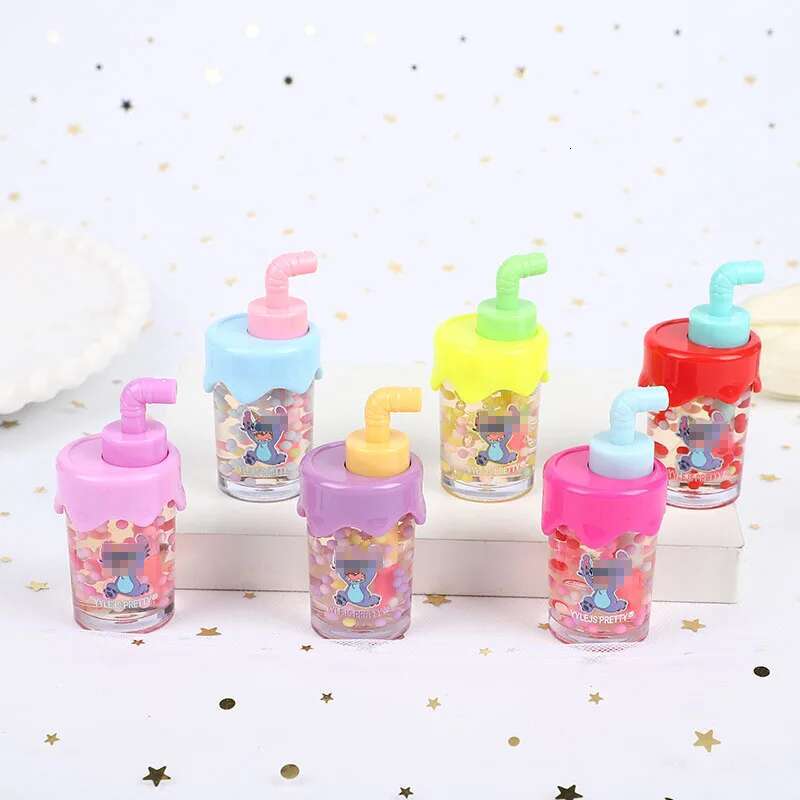 24Pcs Cute Cartoon Fruity Set Party Favors 6 Colors Color Changing Lip Gloss Liquid Lipstick Lips Makeup