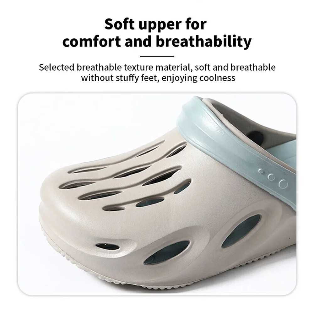 New Arrival Summer Mens Fashion Beach Sandals Clock Thick Bottom Sliding Waterproof Non slip Sandals Flip Soft EVA Perforated Shoes T250407