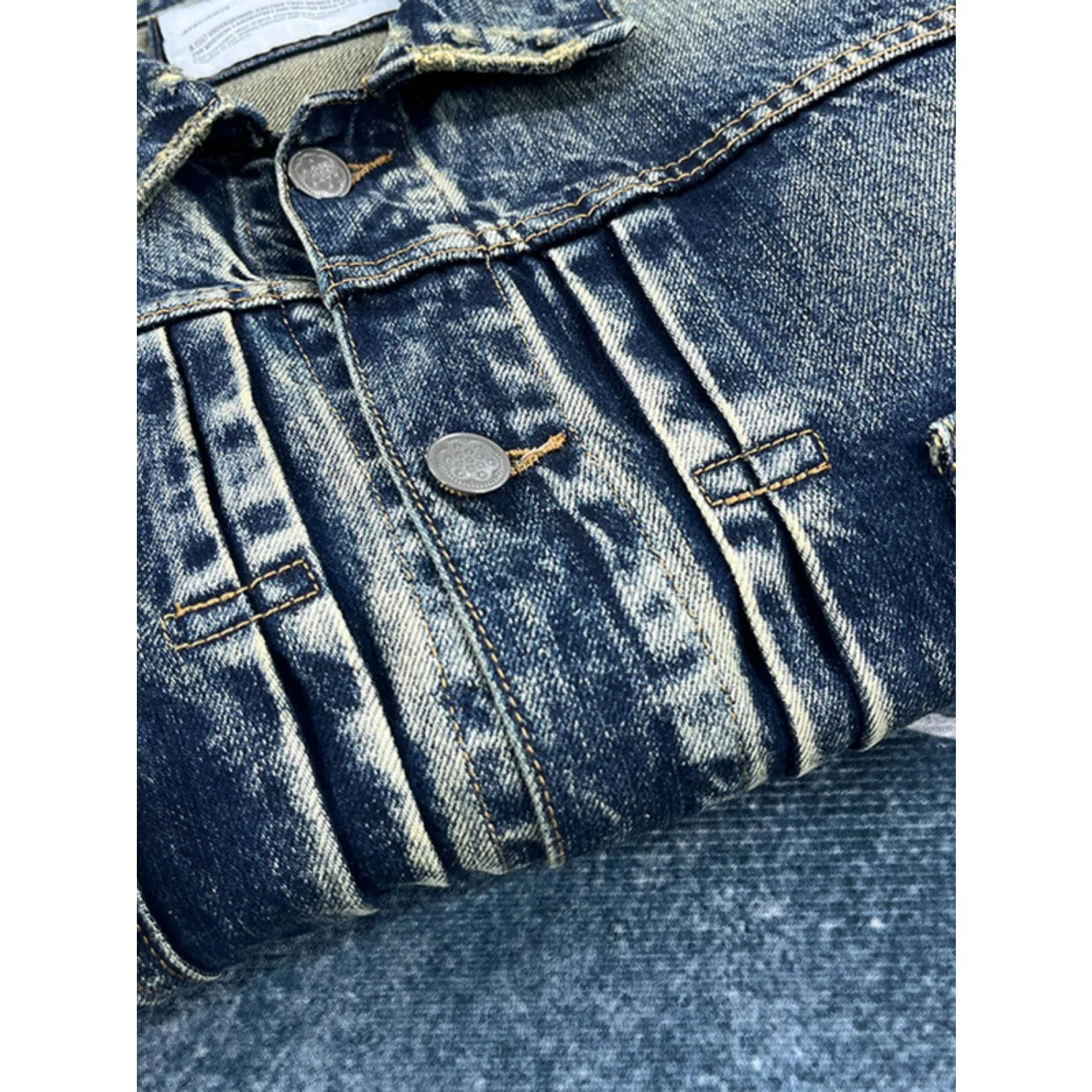 Heavy duty secondhand denim splattered ink spray paint dots mens casual jacket shorts 250408
