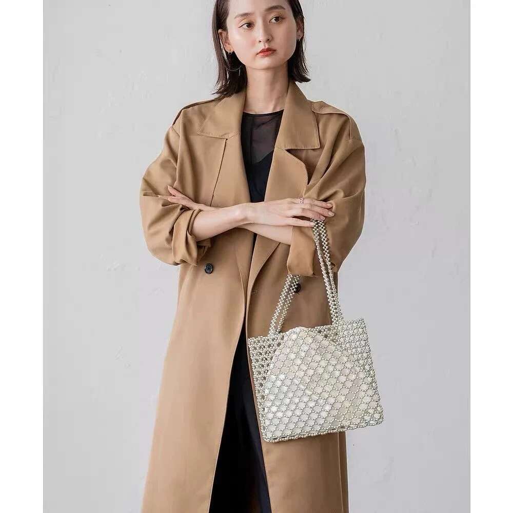 2025 New Summer Vacation Boho Beach Hollow Out Shoulder Bag For Women Handmade Beading Handbag White Metal Top Handle Tote