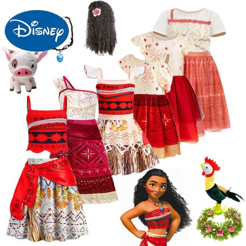 Disney Moana 2 Dress Childrens Girl Moana Princess Dress Role Playing Girl Shoulder Hanging Dress Accessories Set X250408