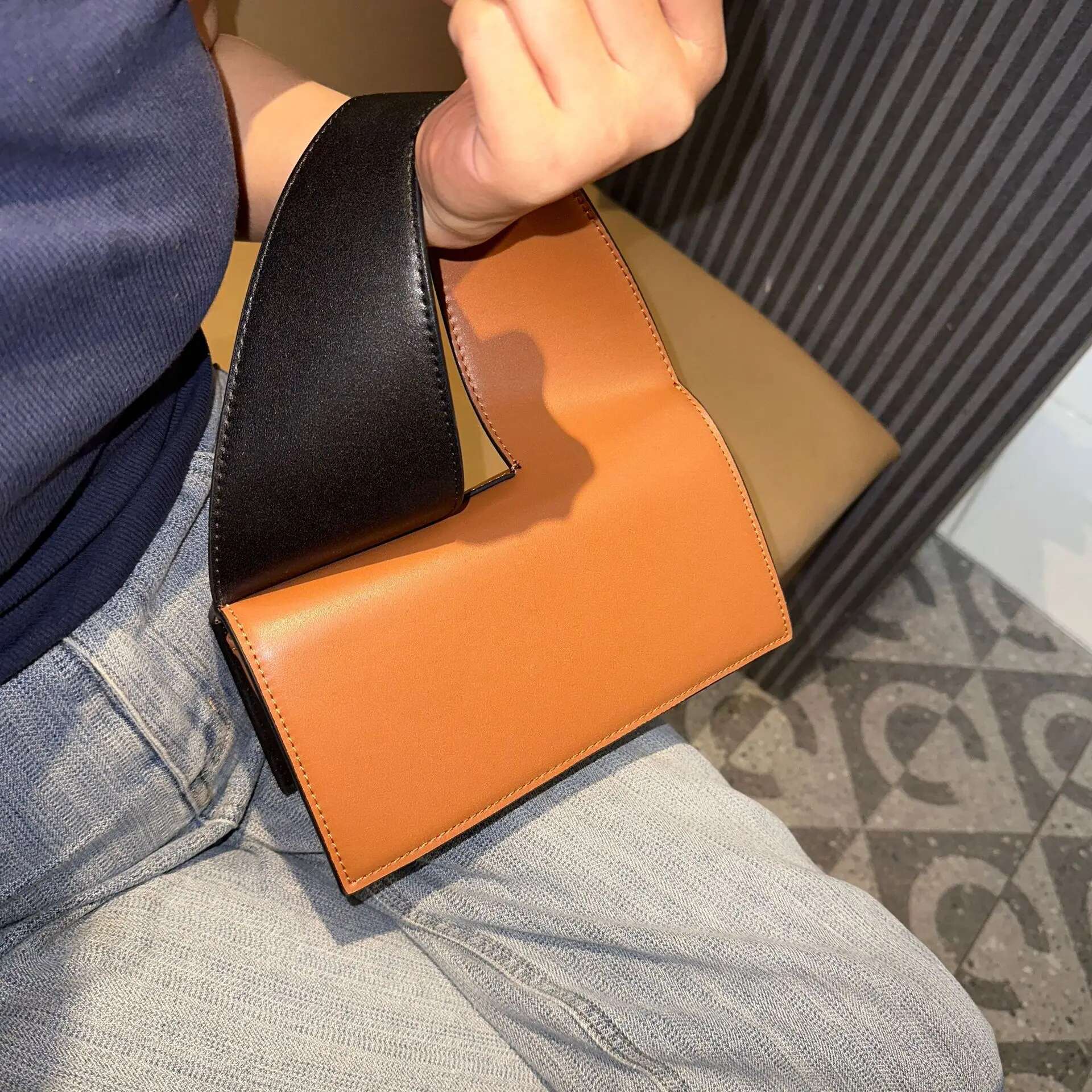 Women's Trend Female Handbags Retro Solid Color PU Leather Shoulder Underarm Ladies Shopper Hobos Bag