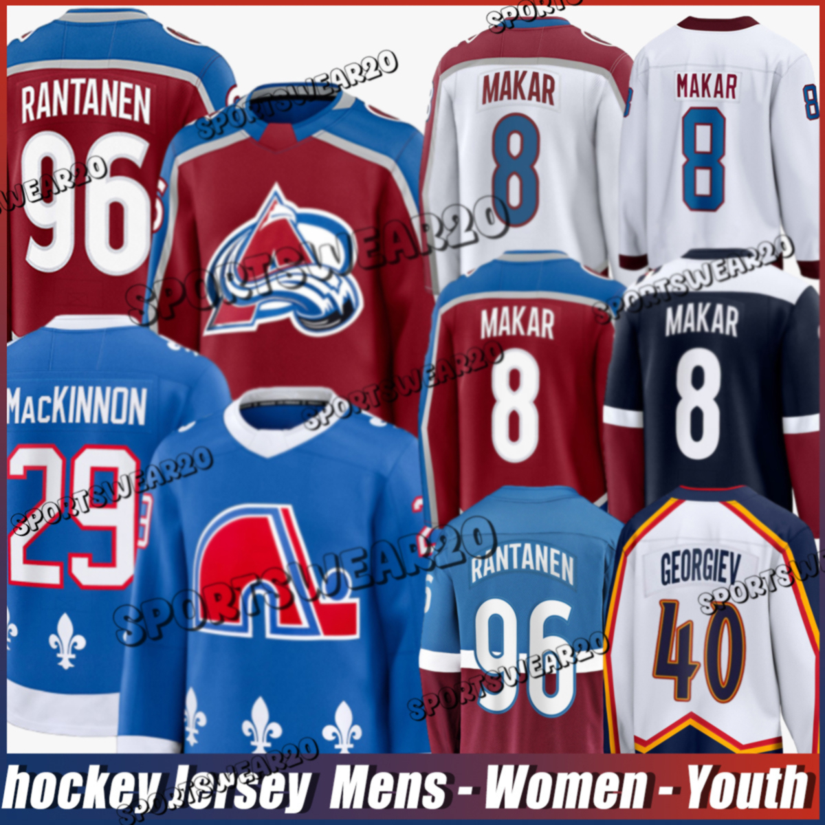 29 Nathan MacKinnon colorados hockey jersey avalanche jersey Cale Makar Mikko Rantanen Gabriel Landeskog Alexandars Georgiev Josh Manson Devon Toews jerseys