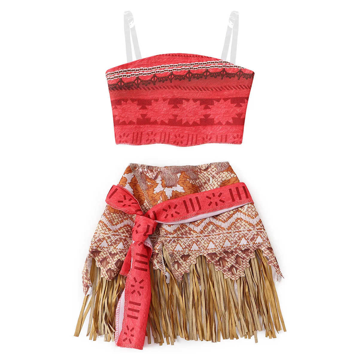Disney Halloween Fairy Princess Moana Costume Girl Cosplay Vaiana Vintage Adventure Kids Bikini Party Clothes Kids Clothes Set X250408