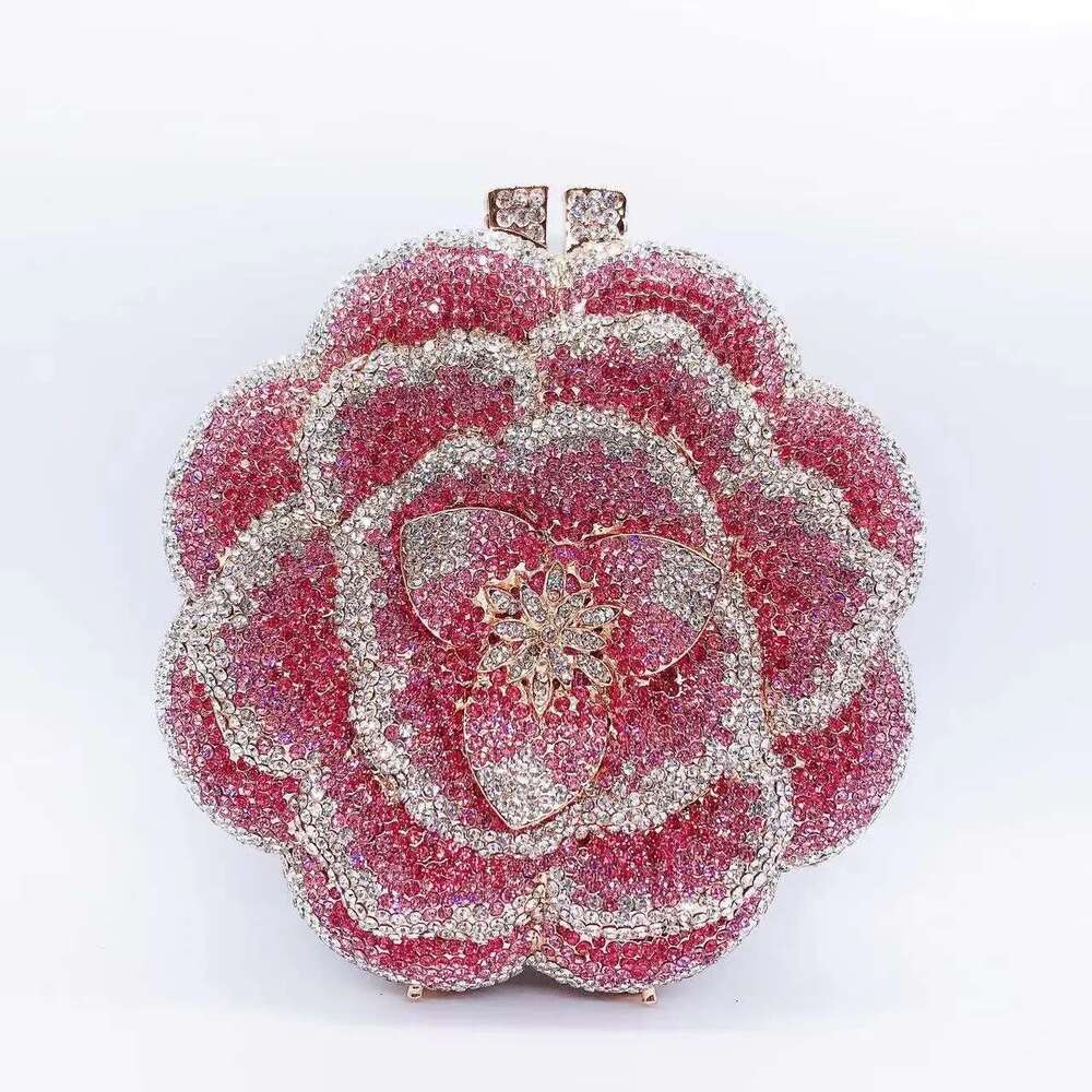 Rose Wer Pink/Green Rhies Clutches Women Ral Yellow Crystal Evening Bags Bridal Wedding Party Clutch Purse