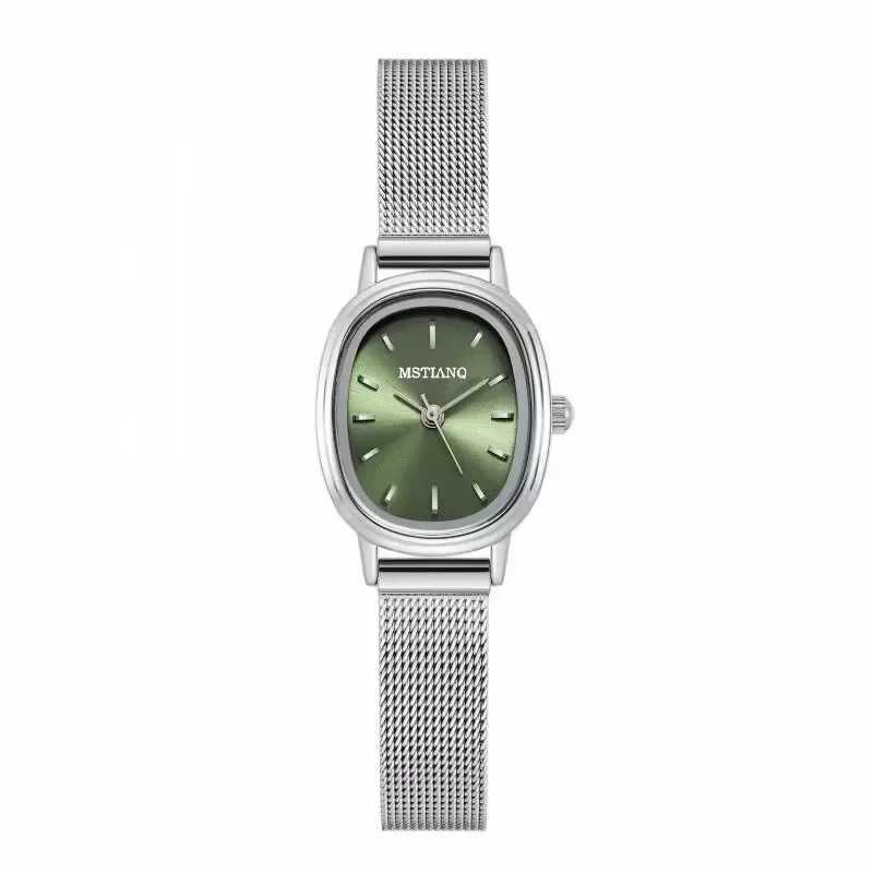 Small oval dial green watch simple stainless steel womens watch brand womens luxury gift quartz watch direct shippingT250408