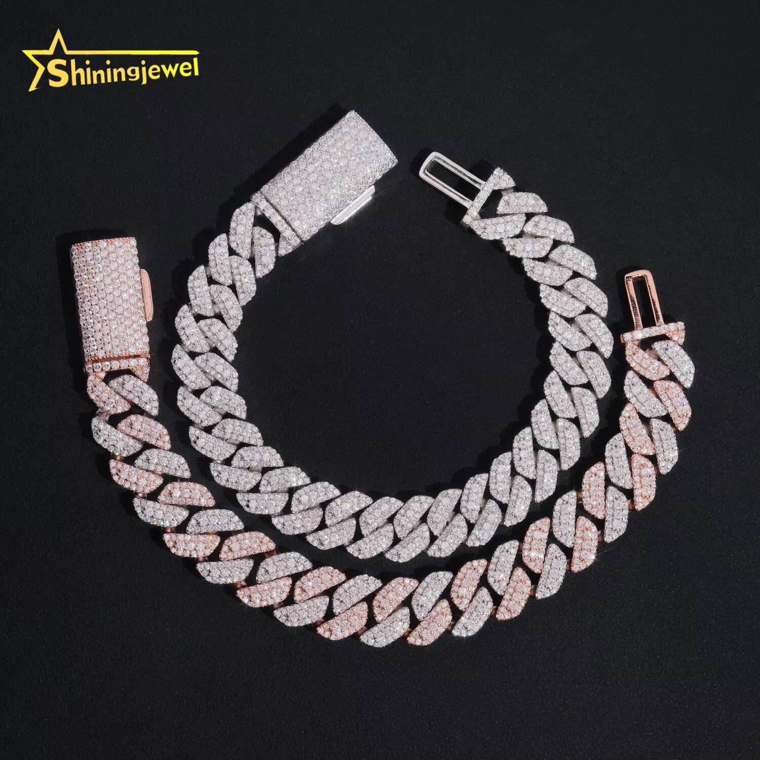 Hip Hop Jewelry Iced Out 925 Sterling Silver 13MM Width Moissanite Cuban Bracelet Custom VVS Moissanite Bracelet for Men