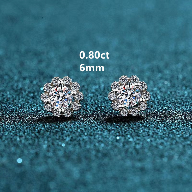 Charm classic earring desinger jewelry for men S925 silver six claw inlaid with diamond hip-hop trend moissanite stone earrings