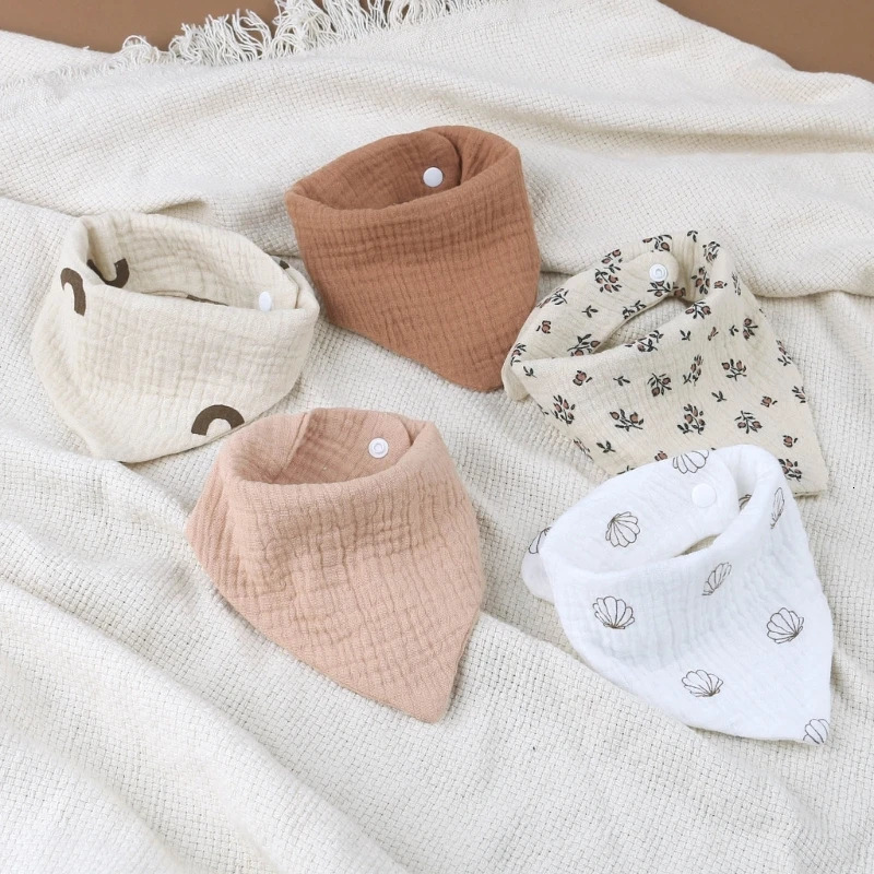 4Pcs Baby Drool Bibs Cotton Teething Bib Feeding Apron Breathable Burp Cloth 250408
