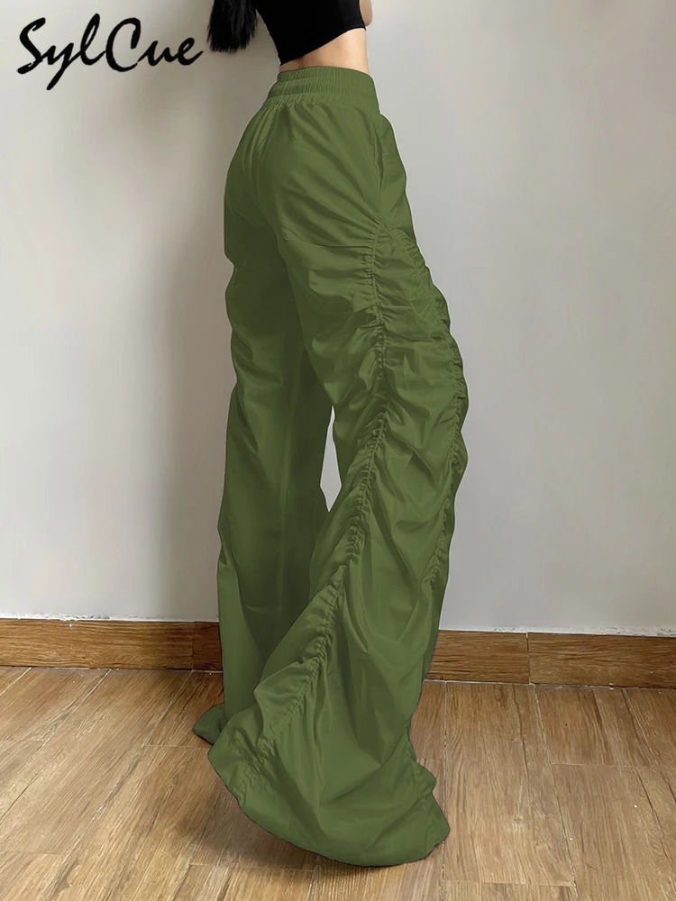 Nibber fashion trend personalized confident avantgarde cool fully matched casual loose fitting girls high waist wide leg lantern pants 250407