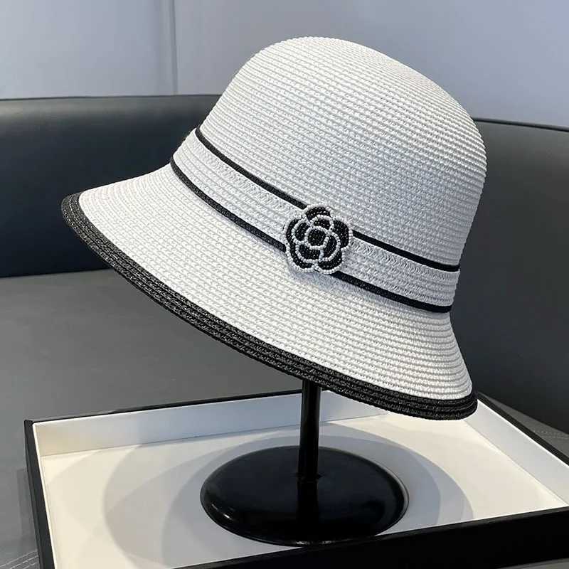 Wens New Straw lia Bucket Hat Spring and Summer Japanese Egant Sunscreen Hat Straw HatC250407