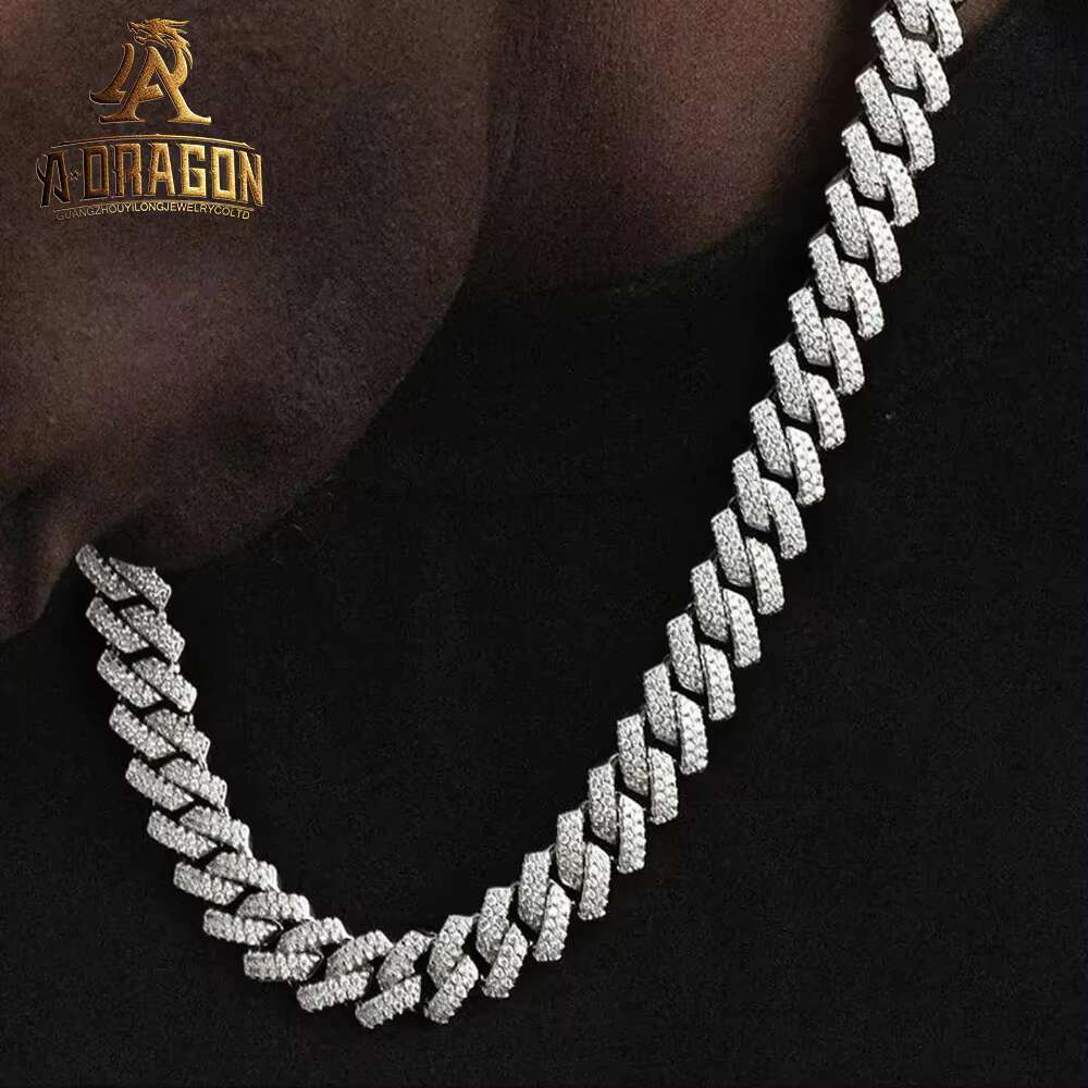 Real 18k Gold Plated 12mm Iced Out Gold Moissanite Diamond Cuban Neck Chain Designs for Men Matching With Pendant