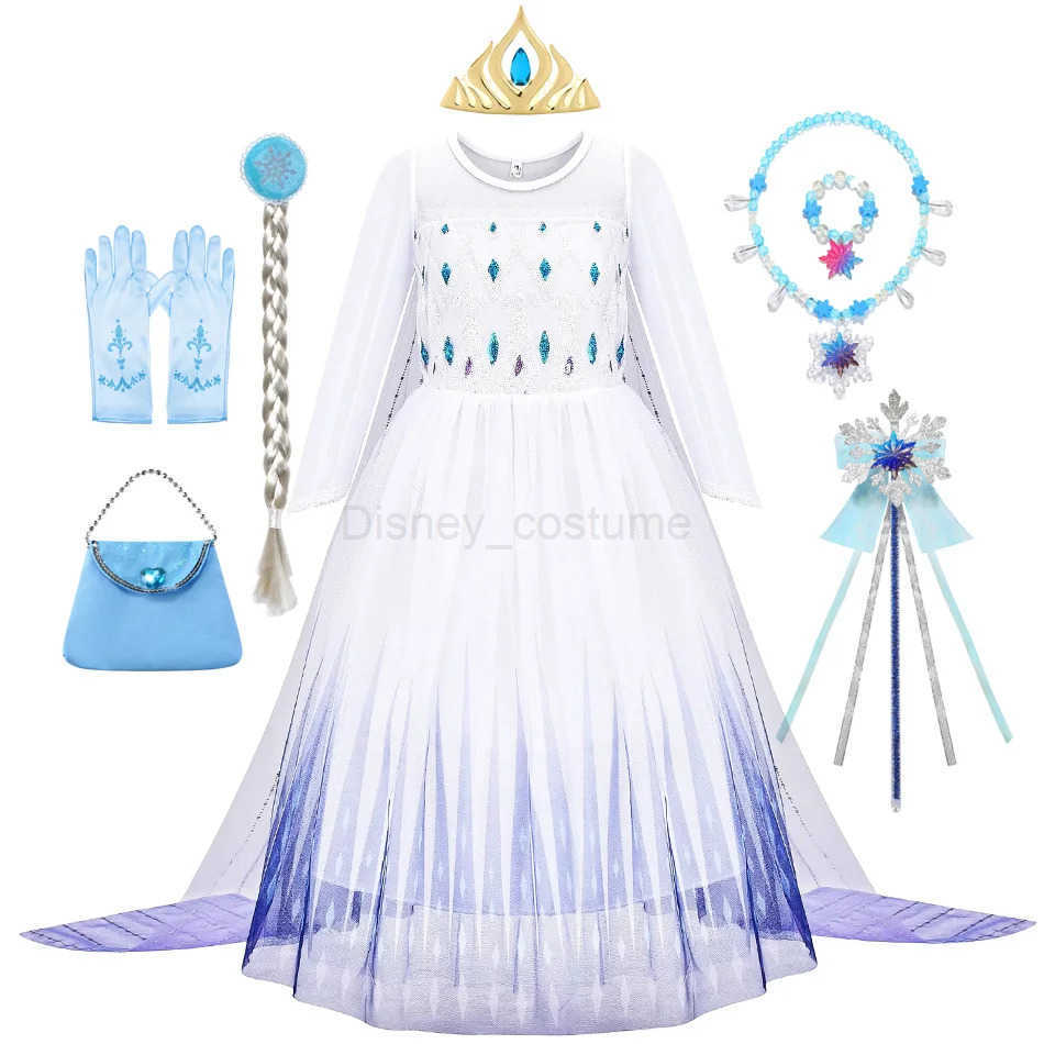 Disney Elsa Dress for Girl Kids long sleeved princess costume girls party dress Halloween cosplay costume 4 5 6 7 8 9 10 years old X250408